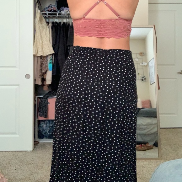 COPY - Black Polka Dot Midi Skirt w/ Slit - Picture 2 of 5